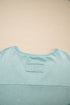 Mineral Wash Snap Trim V Neck Exposed Seam Drop Shoulder Curved Hem Long Sleeve Top